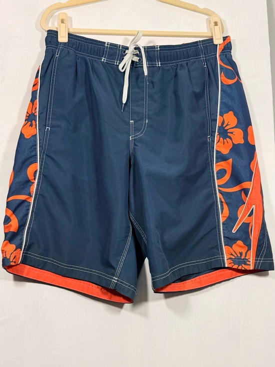 Speedo Other - Speedo Navy Blue Swim Board Shorts with Orange Floral Panels